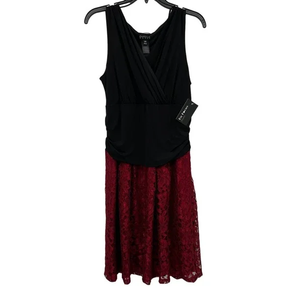 Enfocus Studio | Dresses | En Focus Studio Womens Lace Fit Flare Dress In  Size 4w Blackburgundy | Poshmark